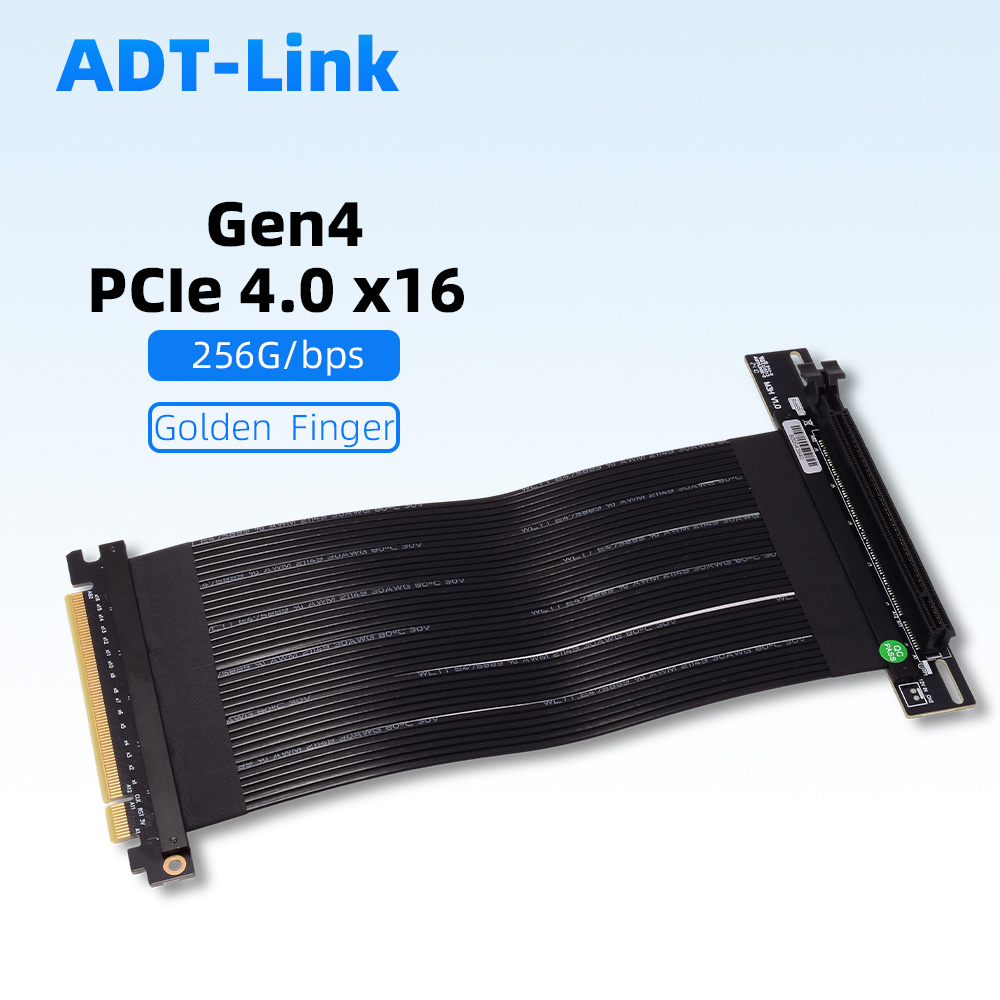 Pcie 4.0 X16 Riser Cable 90 Degree - Câble adaptateur Riser argent PCIe 4.0