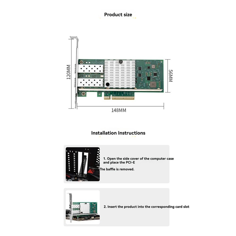 10Gb Sfp+ Pcie Network Card Dual Port - X520-DA1 10 Go SFP + carte