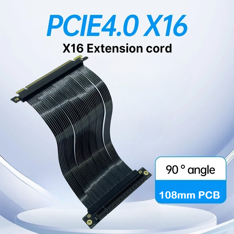 Pcie 4.0 X16 Riser Cable 90 Degree - Câble d'extension blindé pour carte graphique